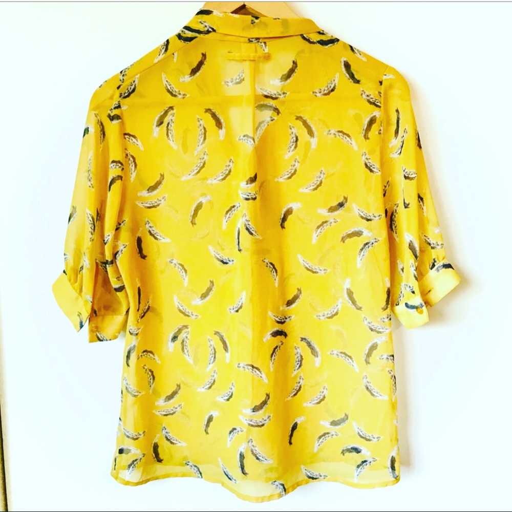 Sheer Tie Front Feather Blouse - Picture 3 of 6
